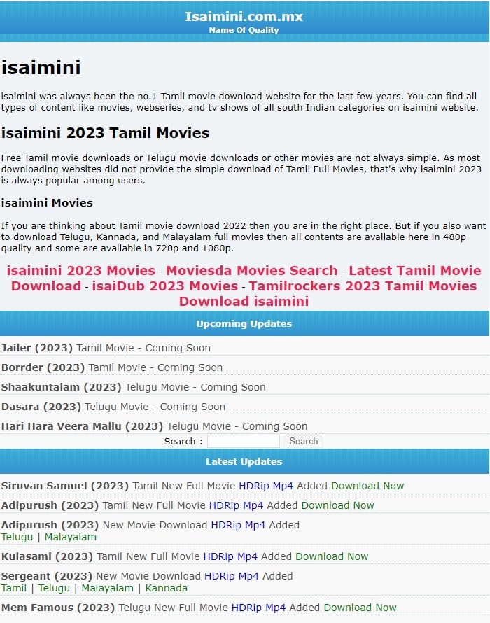 Tamil HD Movies Download Isaimini